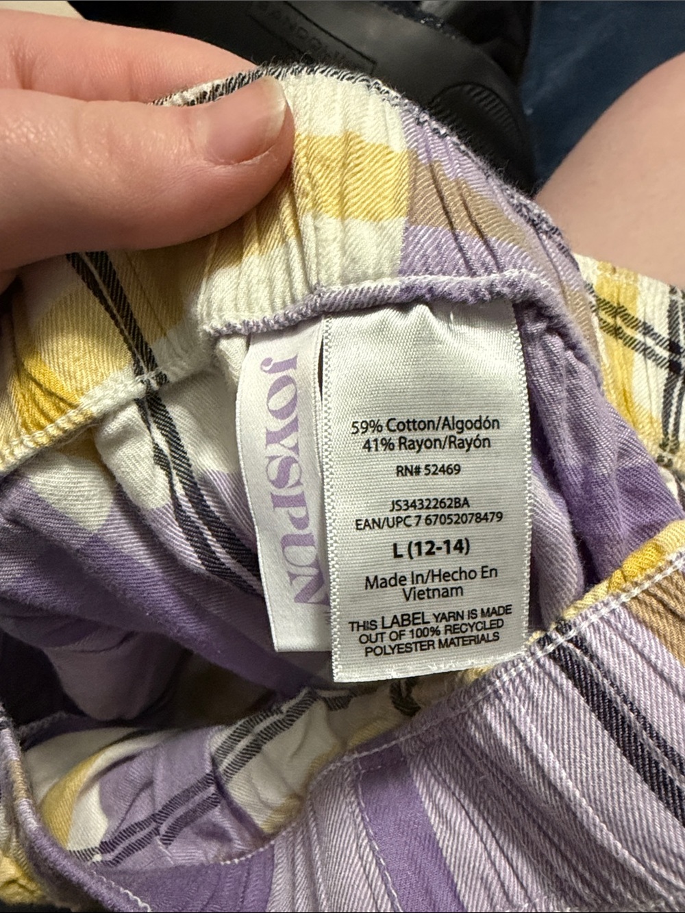 Plaid Sleep Shorts in Lavender & White — Unbranded - Picture 3 of 3